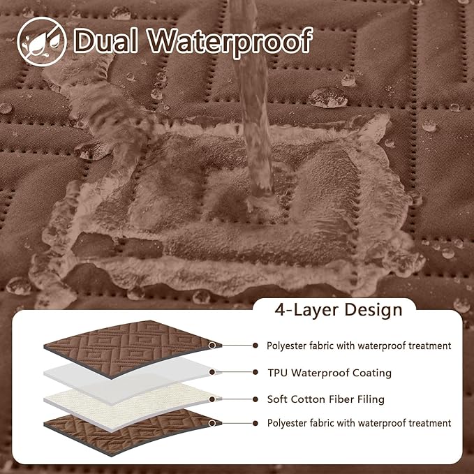 hyha Waterproof Dog Blanket, Soft Dog Bed Cover Pet Blankets, Waterproof Sofa Couch Cover for Dogs Washable, Reversible Pet Couch Covers for Sofa Furniture (68x82 Inch, Brown/Brown)
