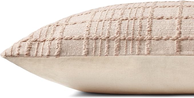 Loloi Magnolia Home by Joanna Gaines Liv Collection PMH0064 Beige 13'' x 21'' Cover w/Down Pillow