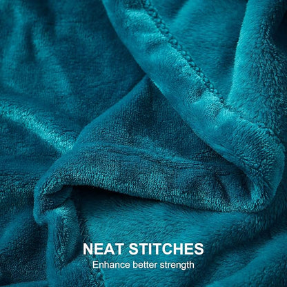 Hansleep Fleece Teal Throw XL Blanket, Super Soft Flannel Fuzzy Plush Cozy Blanket for All Seasons, Teal, Throw XL 50x70 Inches