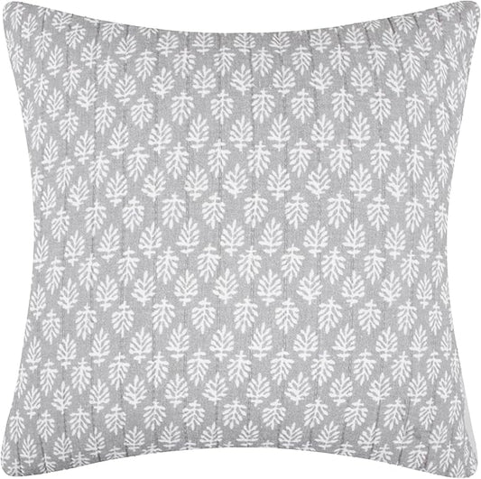 Levtex Home - Aditya Taupe - Decorative Pillow (18 x 18in.) - Leaves - Grey White