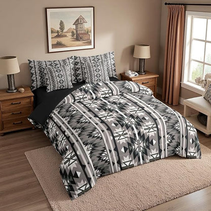 Erosebridal 7 Pcs Vintage Southwestern King Comforter Set with Sheets Rustic Western Aztec Bed in A Bag Boho Geometric Farmhouse Bedding Sets for Teens Teenager Exotic Tribal Nordic Style Bed Set