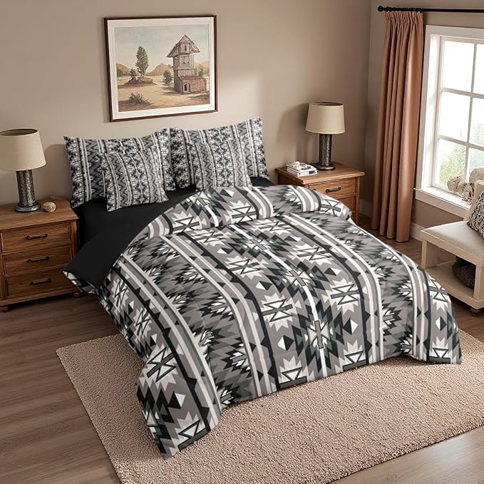 Erosebridal 7 Pcs Vintage Southwestern Full Comforter Set with Sheets Rustic Western Aztec Bed in A Bag Boho Geometric Farmhouse Bedding Sets for Women Adults Exotic Tribal Nordic Style Bed Set