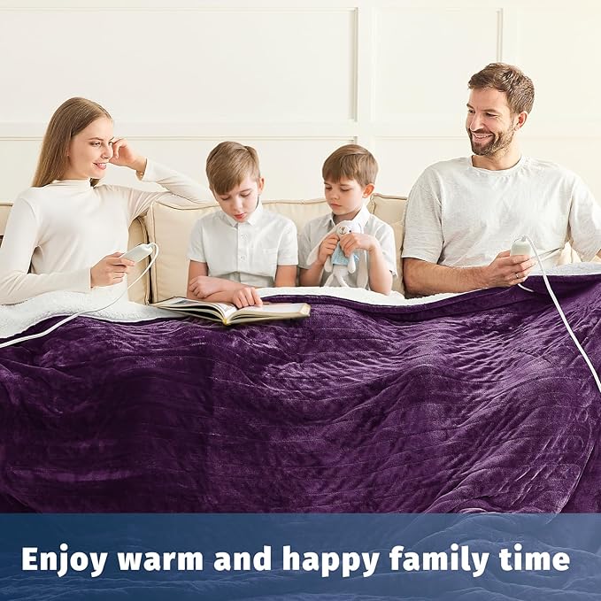 Heated Electric Blanket King Size - 90" x 100" Heating Blanket with Dual Control, 10 Heating Levels & 8 Hours Auto Off, Soft Warm Flannel Blanket, Christmas Birthday Gifts for Senior Grandma