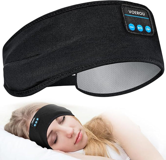 Voerou Sleep Headphones, Adjustable Bluetooth Headband, Ultra-Long Play Time Sleeping Headphones with Built in HD Hi Fi Speakers, Perfect for Sleep, Workout, Tennis, Yoga, Travel, Insomnia