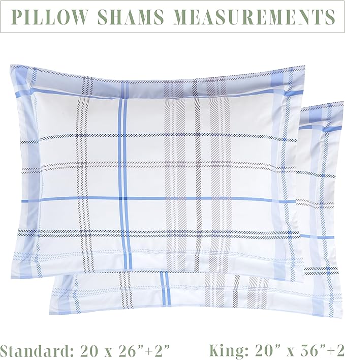 Elegant Comfort 8-Piece Lodge Plaid Reversible Comforter Set - All Season Bed in a Bag, 4-Piece Sheet Set Featuring Smart Pockets, Matching Shams and Decorative Pillow, Full/Queen, Aqua
