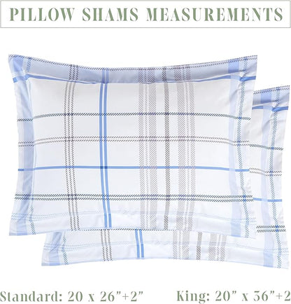 Elegant Comfort 8-Piece Lodge Plaid Reversible Comforter Set - All Season Bed in a Bag, 4-Piece Sheet Set Featuring Smart Pockets, Matching Shams and Decorative Pillow, Full/Queen, Aqua