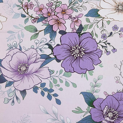 Xruibed Purple Floral Comforter Set King Size 7 Pieces Bed in a Bag Flower Comforter Set with Sheet, Pillowcases, Pillowshams, Soft Microfiber Bedding Set for All Season (King 104''x90'')