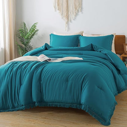 Andency Turquoise Comforter California King Size, 3 Pieces Cal King Boho Teal Lightweight Bedding Comforter Sets, Soft Fluffy Bed Set (104x96In Comforter & 2 Pillowcases)