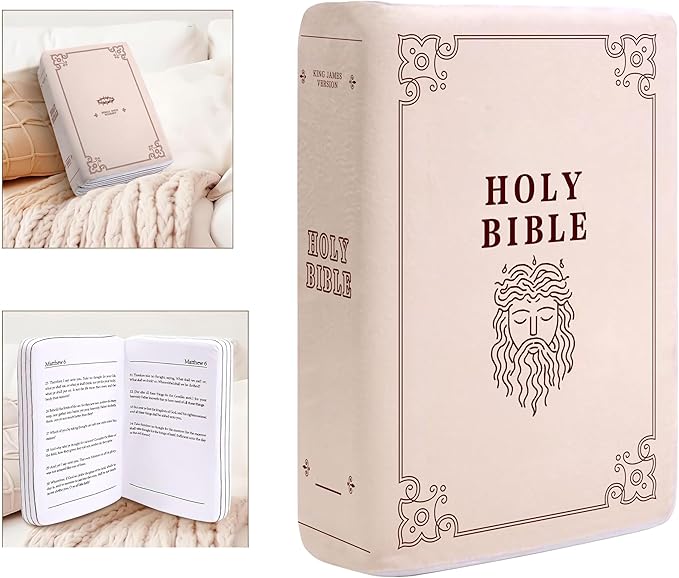 Holy Bible Pillow，Christian Gifts，Bible Plush，Cozy Faith Bible Pillow (Pink)