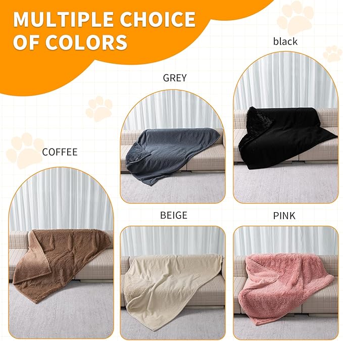 Pet Throw Blankets for Dogs Gray Cozy Waterproof Fluffy Long Faux Fur Dog Cat Calming Blanket for Couch Sofa Cover Furniture Protection, Gray XS-28x20in