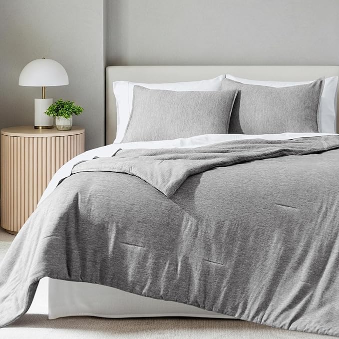 Bare Home Comforter Set - Full Size - Ultra-Soft - Goose Down Alternative - Premium 1800 Series - All Season Warmth Comforter (Full, Heathered Pewter)