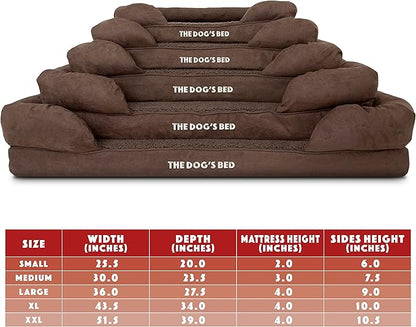 The Dog’s Bed Orthopedic Memory Foam Dog Bed with Bolsters,Plush Fabric, Brown Plush, S