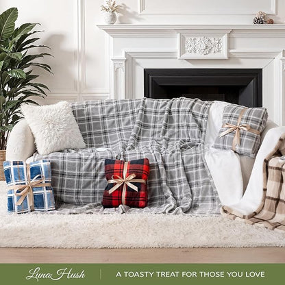 Electric Blanket Heated Throw, 50" x 60" Heated Blanket with 8 Heat Levels & 8 Hours Auto Off, Fast Heating Blankets with ETL & FCC Certification, Grey Plaid
