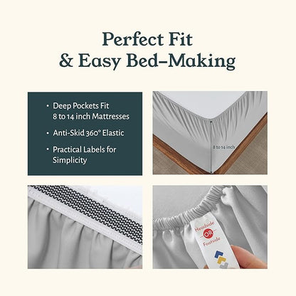 California Design Den 2-Pack Twin XL Sheets Set - 100% Organic Cotton Percale Sheets, Deep Pockets, Crisp, Breathable and Lightweight Bedding Set - Light Grey