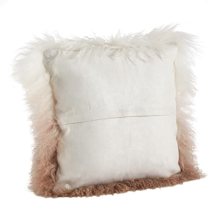 SARO LIFESTYLE Ombre Mongolian Lamb Fur Poly Filled Throw Pillow