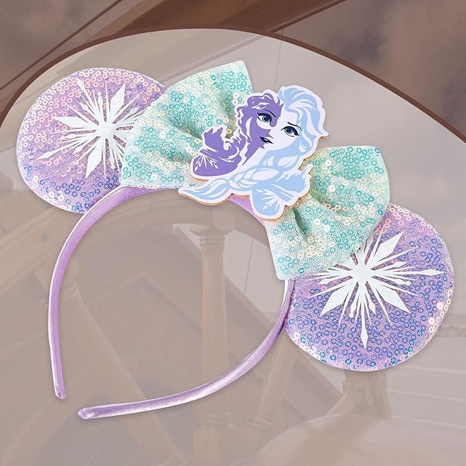 Mouse Ear Headbands,Sparkle Mouse Ears Headband for Women Girls Cartoon Princess Costume Cosplay Decoration (Elsa)