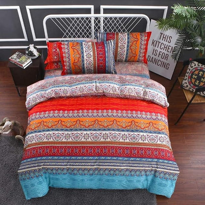 Boho Comforter Set 2 Pieces Lightweight Exotic Yellow Orange Bohemian Mandala Colorful Retro 1 Boho Comforter and 1 Pillowcases for All Seasons