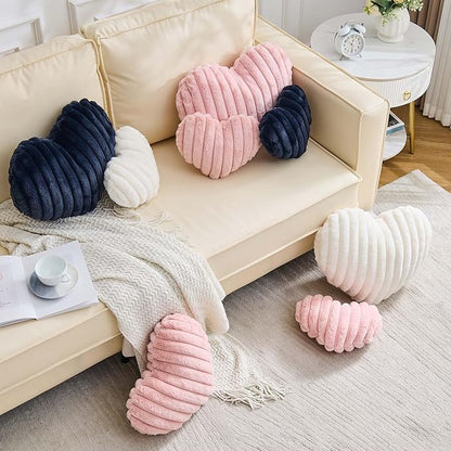 Heart Pillows Heart Decorative Pillow Soft Fluffy Heart Shaped Pink Throw Pillows with Faux Rabbit Fur Aesthetic Room Decor Cute Pillow for Valentines Mother's Day