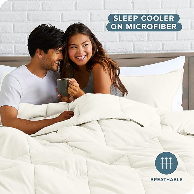 Bare Home Comforter Set - King Size - Ultra-Soft - Goose Down Alternative - Premium 1800 Series - All Season Warmth (King, Cream)