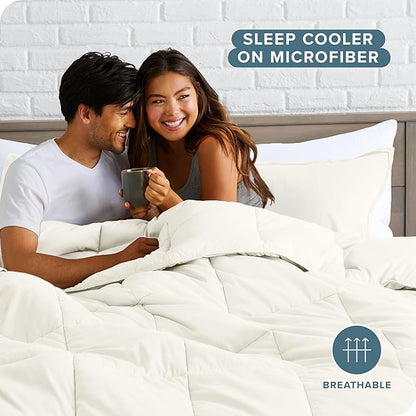 Bare Home Comforter Set - Queen Size - Ultra-Soft - Goose Down Alternative - Premium 1800 Series - All Season Warmth (Queen, Cream)