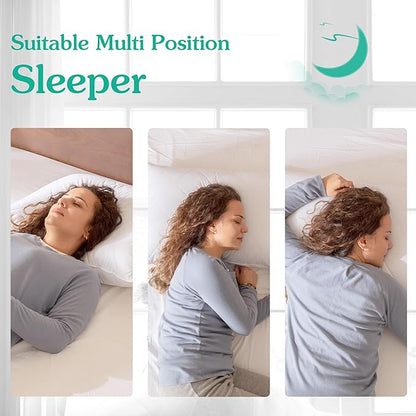 Three Geese White Goose Feather Cotton Pillows Queen Size Set of 1- Soft 600 Thread Count 100% Cotton, Medium Firm,Soft Support Surround Fill Cotton (Queen Size:Pack of 1)