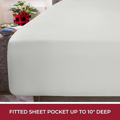 Mellanni RV Short Queen Sheets - 4 PC Iconic Collection Bedding - Hotel Luxury, Extra Soft, Cooling Bed Sheets - Deep Pocket up to 10 inch (RV/Short Queen, Light Gray)