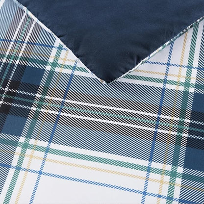 MaiRêve Twin XL Size Plaid Comforter Set Blue White, Classic 5 Pieces Farmhouse Bedding Set, All Season Lightweight Bed in A Bag with Sheets, Pillowcase & Sham