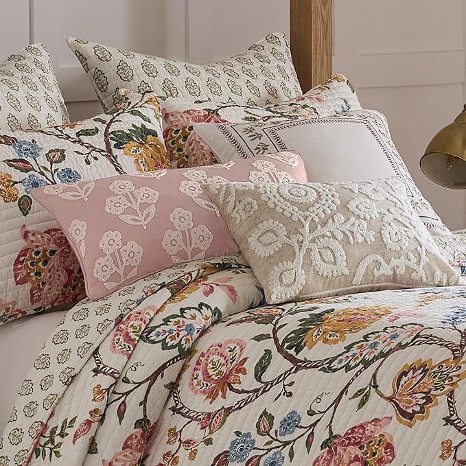 Levtex Home - Maileen Dusty Rose - Decorative Pillow (12x24in.) - Floral - Dusty Pink and Pink