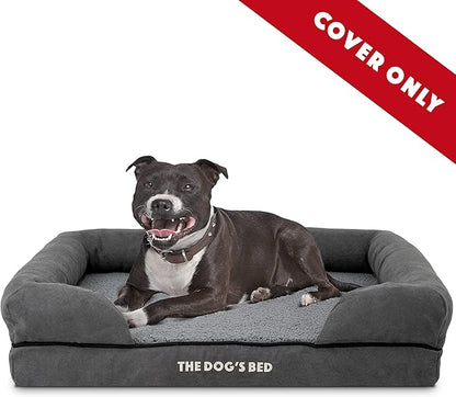The Dog’s Bed Replacement Outer Cover, Plush Fabric, Grey Plush, Medium