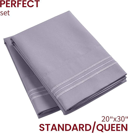 Mellanni Pillow Cases - Luxury, Extra Soft, Cooling Pillow Covers - 2 PC Iconic Collection Pillowcases - Envelope Closure (Standard/Queen 20" x 30", Hazy Lilac)
