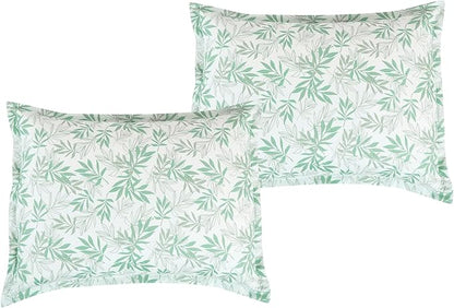 Chezmoi Collection Venus 3-Piece Floral Leaves Comforter Set King - Green White Leaves Printed Microfiber Lightweight Bedding Set for All Season