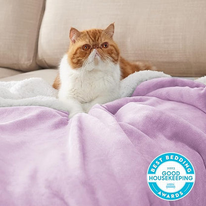 Bedsure GentleSoft Sherpa Fleece Throw Blanket for Couch - Thick and Warm Throw for Girls and Women, Soft Fuzzy Plush Kids Blanket for Winter, Non-Heated, Lilac, 50x60 Inches