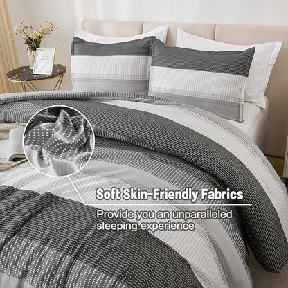 Litanika King Comforter Set Dark Grey - 3 Pieces Lightweight Fluffy Bedding Comforter Sets, All Season Down Alternative Comforter (1 Comforter, 2 Pillowcases)