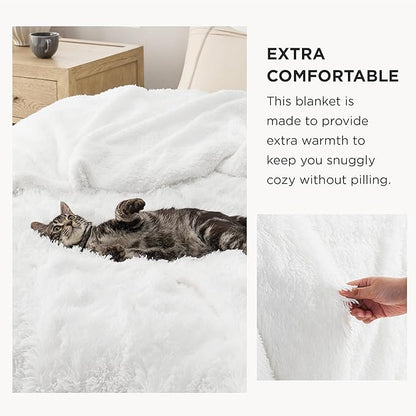 Bedsure GentleSoft Fluffy White King Size Blanket for Bed, Thick Soft Sherpa Faux Fur Fleece Bedding Fuzzy Plush Winter Warm Heavy Large King Blanket, Cozy White Gifts for Men Women, 108x90