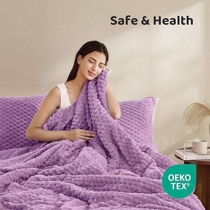 Petrichor Fluffy Twin Comforter Set - Ultra-Soft Lavender Flannel Thick Comforter for Queen Bed, Luxury Warm Bedding Set for Winter & Fall, Cozy Fuzzy Bed Set 2 Pieces (1 Comforter & 1 Pillowcase)