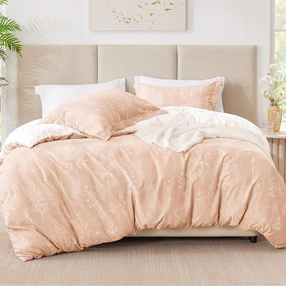 Love's cabin Pink Twin Comforter Set - Twin XL Size Comforter Set Dorm Bedding, 2 Pieces Cute Floral Bedding, Reversible Flowers Comforter, 1 Comforter & 1 Pillow Sham