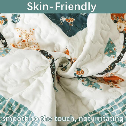 BEDIFANY Cotton California King Size Quilt Sets, Floral Lightweight King Size Bedspread (108 x 118 inch) Cotton Filling Oversized King Quilt Bedding Sets for All Seasons, 3 Pieces