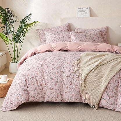 Floral King Comforter Set 3 Pieces Soft Cute Floral Bedding Comforter Lightweight Garden Style King Floral Botanical Comforter Set for All Seasons 1 Comforter and 2 Pillowcases