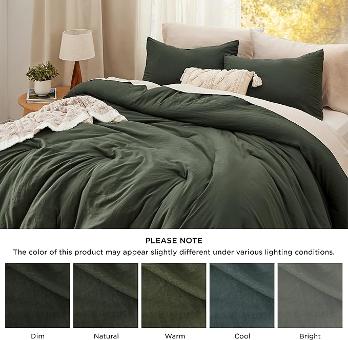 Bedsure Oversized King Comforter Set, Dark Green Soft Prewashed Bedding for All Seasons, 3 Pieces GentleSoft™ Bed Set, 1 Lightweight Comforter (120"x98") and 2 Pillowcases (20"x36")