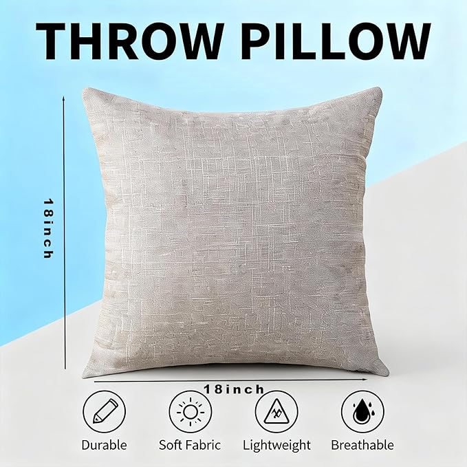 Decorative Couch Pillow Covers SofaThrow pillows with inserts included Bohemian-Style Country Cushion Cover Suitable for Beds, Sofas, Living Rooms, and Home Decor 2pack 18X18 inch.(Seagull Grey)