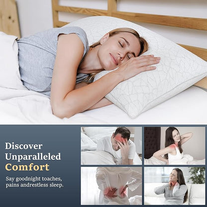 COZSINOOR Bed Pillows Queen Size - Breathable Premium Down Alternative Pillows Set of 2 for Side, Back, and Stomach Sleepers Hotel Quality Fluffy Soft Microfiber Fill Skin-Friendly