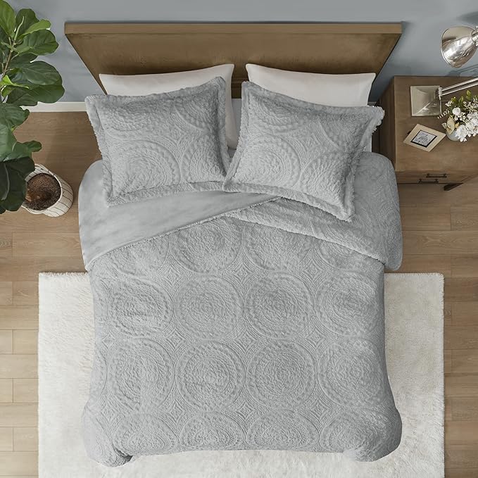 Madison Park Arya Modern All Season Down Alternative Bedding Set with Matching-Sham, Twin, Grey