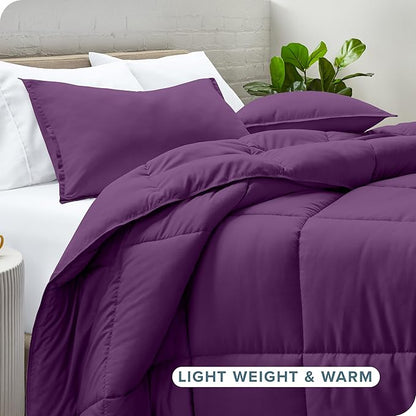 Bare Home Comforter Set - Oversized King Size - Ultra-Soft - Goose Down Alternative - Premium 1800 Series - All Season Warmth (Oversized King, Plum)