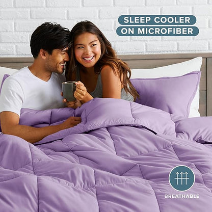 Bare Home Comforter Set - Oversized Queen Size - Ultra-Soft - Goose Down Alternative - Premium 1800 Series - All Season Warmth (Oversized Queen, Lavender)