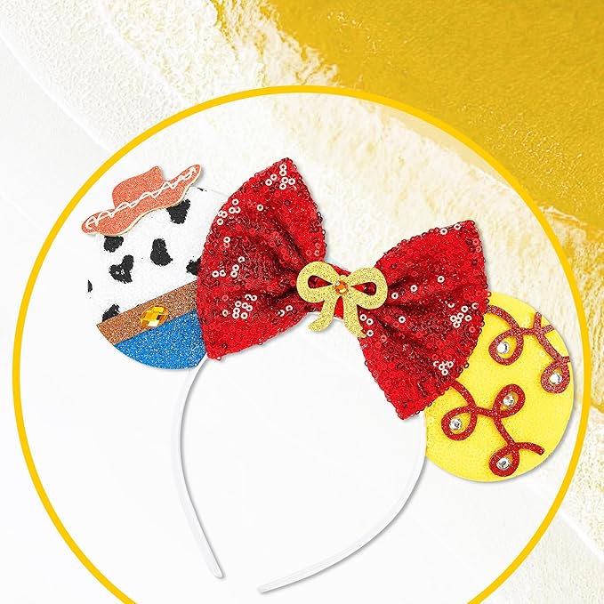 Mouse Ear Headbands,Sparkle Mouse Ears Headband for Women Girls Cartoon Princess Costume Cosplay Decoration (Jessie Hat A)