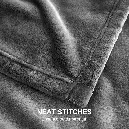 Hansleep Fleece Throw Blanket Super Soft Flannel Fuzzy Grey, Plush Cozy Blanket for All Seasons, Grey, Throw 50x60 Inches