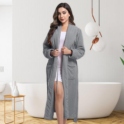Women's Shawl Collar Bathrobe, Soft Long Towel Robes for Women - Super Absorbent Quick Dry yet Warm