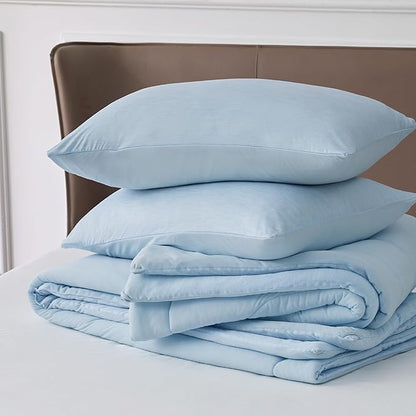 Bedsure King Comforter Set - Cooling and Warm Bed Set, ICY Blue Reversible Bedding for All Season, 3 Pieces, 1 King Size Comforter (102"x90") and 2 Pillow Cases (20"x36")