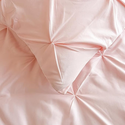 Maple&Stone Full Size Comforter Sets for Girls, 7 Pieces Bedding Sets Full, Pintuck Bed in a Bag Bed Set with Comforter, Sheets, Pillowcases & Shams - Pink