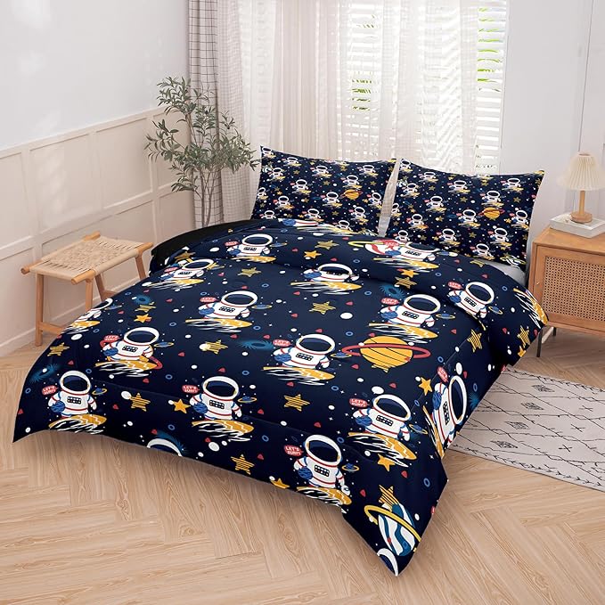 Tailor Shop Space Boys Comforter Sets Full Size,Space Bedding Sets for Boys Kids Galaxy Comforter Teens with 1 Pillowcase……
